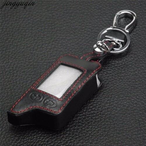 Jingyuqin Remote 5 Buttons Two Way Car Alarm leather Case Cover keyChain For Tomahawk TZ9010 TZ9030 TW9030 TW9010 TW LCD Remote