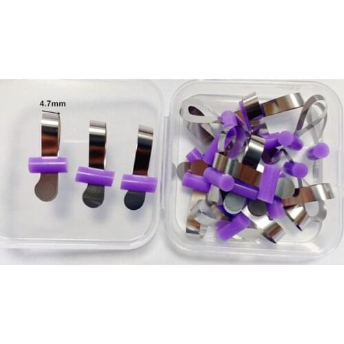 Purple Dental Matrix Composite Forming Sheet Band Tofflemire Stuck SS Rubber Retainer Preformed Sheet 20Pis/Box Singel Adult