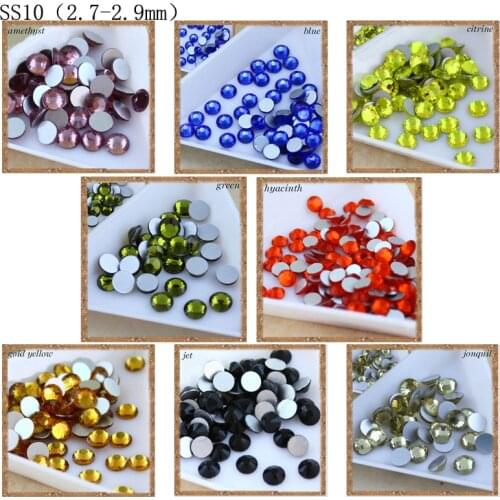 QIAO 1440pcs/lot SS10 shiny color crystal nail rhinestone glue on flatback foild non-hotfix nail art decoration rhinestones