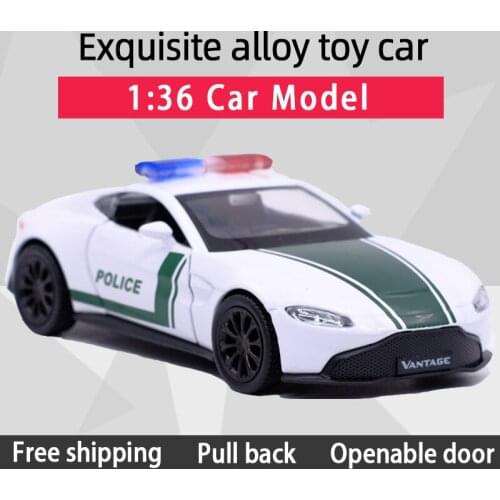RMZ CITY 1:36 Martin Vantage Middle East Police Alloy Diecast Car Model Toy With Pull Back For Children Gifts Toy Collection