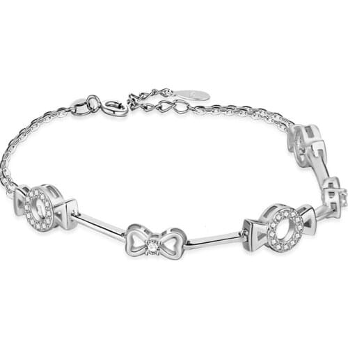 Girl Christmas Gift Bracelet 100% 925 Sterling Silver Link Bracelet Fashion Elegant Woman Rose gold wedding jewelry Wholesale