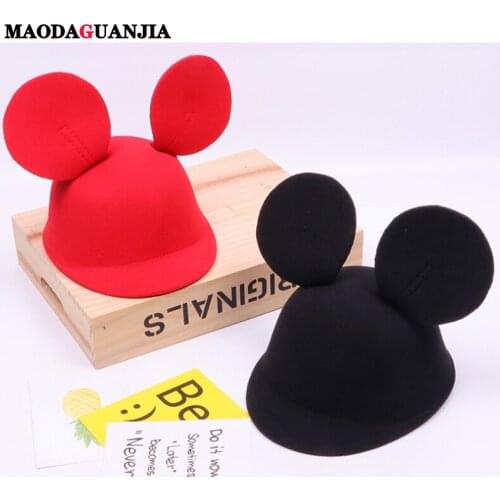 New Parent-child Fashion Cute Cats Mouse Big ears Hat Dome Flanging Women Bowler Fashion Cap Stage Performance Headdress Fedoras