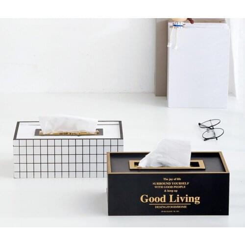 Nordic INS wooden crafts Living room dining room decoration ornaments Simple wooden tissue box Home Storage & Organization
