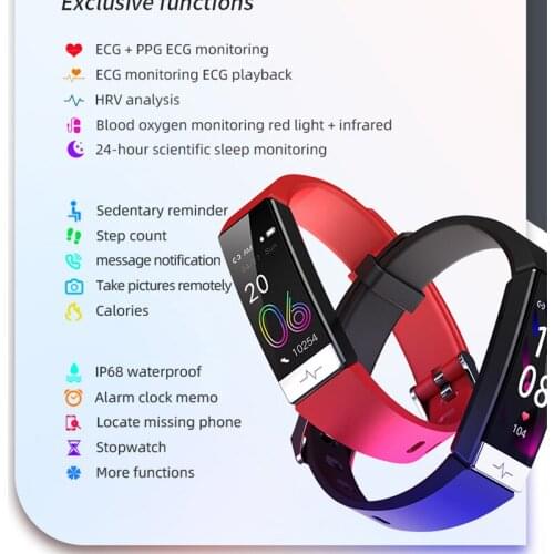 Best selling ECG+PPG+HRV smart band bracelet heart rate monitor blood pressure monitoring sleep bluetooth smart watch pk v19
