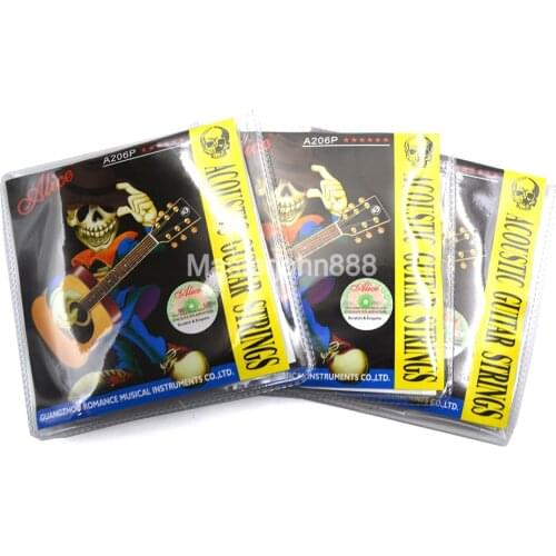 3 Sets Alice A206P-SL Acoustic Guitar Strings Stainless Steel Phosphor Bronze Color Strings Wholesales Free Shippng