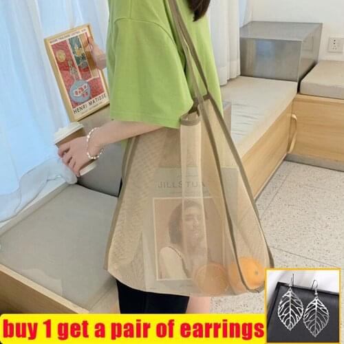 Women Handbags Mesh Designer Large Tote Bags Candy color Shoulder Bags Summer Beach Hollow Ladies Shopper Purse Bolsa Feminina