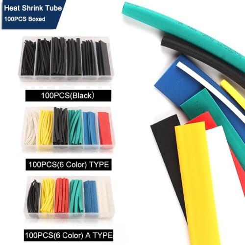 Boxed 100PCS Cable Heat Shrink Wrap Shrinking Insulation Sleeving Thermal Casing Car Electrical Cable shrink tube Tube kit