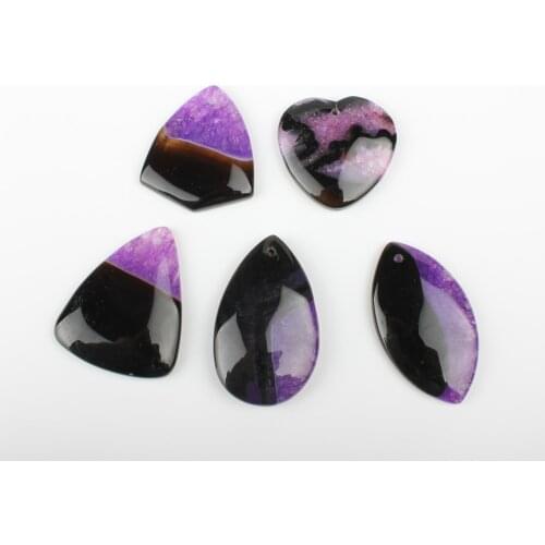 High Quality 5pcs/pack Mixed Shape Natural Semi-precious Stone Agate Pendants Smooth Agate Irregular Necklace Accessories