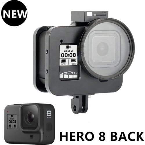CNC Aluminum Alloy Protective Case Cage for GoPro Hero 8 Black with 52mm UV Lens Cage for Go Pro Hero 8 Accessories