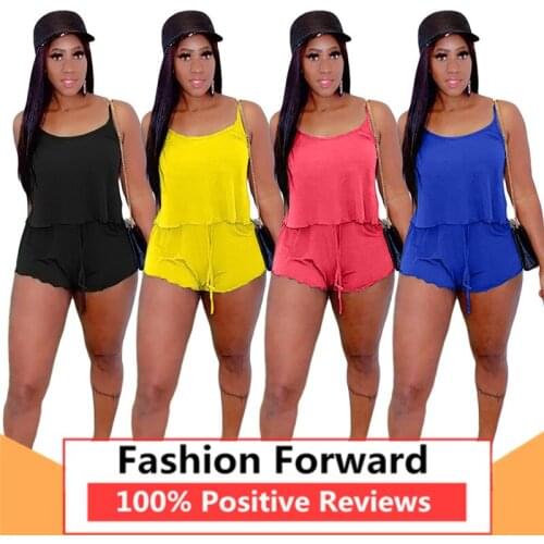 Womens Fashion Casual Solid Color Straps Short Outfits