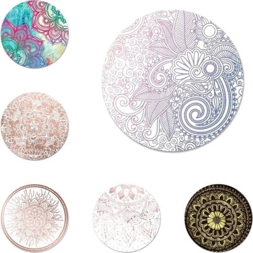 58mm Mandala On the pink White Marble Icons Pins Badge Decoration Brooches Metal Badges For Backpack Decoration