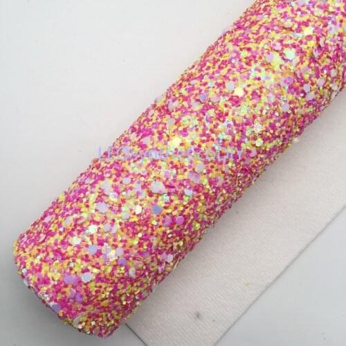1PC 21X29CM Pink Yellow Rose Mixed Glitter Fabric with Soft Felt Backing, Glitter Leather For Making Bows LEOsyntheticoDIY 4S35A
