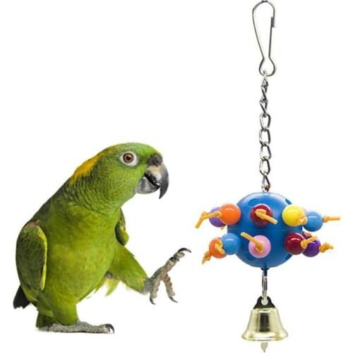 1PC Parrot Bell Toy Interactive Bird Cage Hanging Toy Parakeet Ball Toy Parrot Chew Toy Bird Accessories Pet Supply Random Color