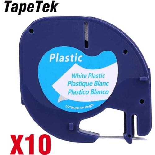 10 Compatible Dymo LetraTag 91201 Black on White Plastic Label Tapes 91331 91221 59422 S0721660 by lot