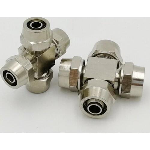 100pcs/lot 4 Way Cross Style Hose Pipe Quick Joint Coupling Connectors Nickel Plated Brass KLZA12,KLZA6,KLZA8