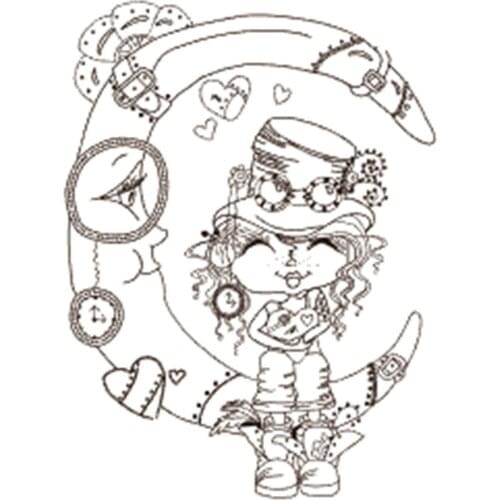 10x8 Girl sitting on the moon Transparent Clear Silicone Stamp Seal for DIY scrapbooking photo album Decorative clear stamp