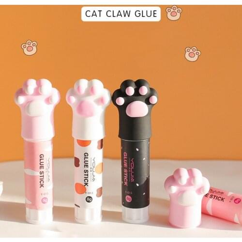 2PC Cartoon Cat Claw Shape Solid Glue Stick Strong Adhesives Glue Stick Student Stationery Office School Supplies High Viscosity