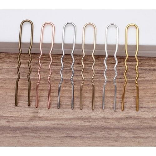 20pcs/lot 75*13mm Hairpin Blank Metal Hair Fork Handmade DIY Hairwear Hair Accessories For Women