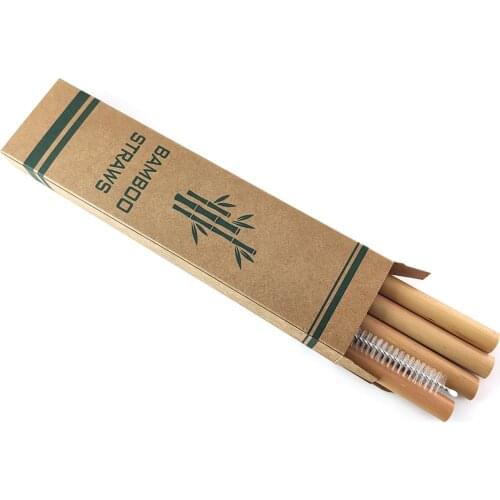 4pcs/set Eco-Friendly Reusable Bamboo Straw Organic Bamboo Straws Natural Wooden Straws For Party Birthday Wedding Bar Tool