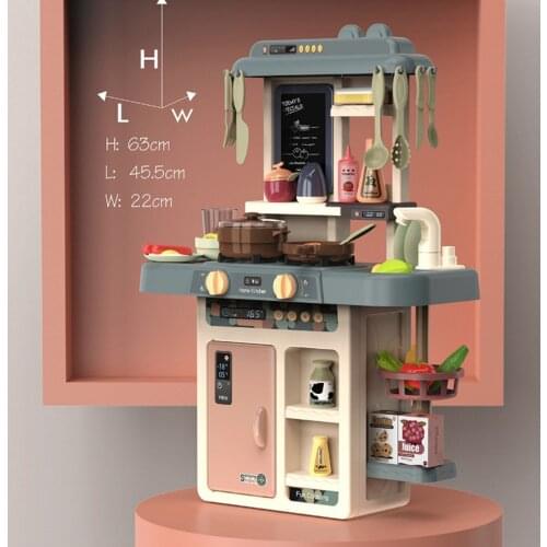 42Pcs Kids Kitchen Toy Set Pretend Play Chef Cooking Game Miniature Food Mini Simulation Cookware Spray Water Children Gift