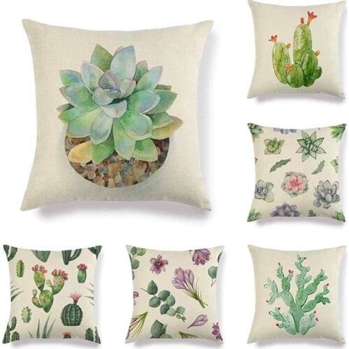 45cm*45cm watercolor cactus design linen/cotton throw pillow covers couch cushion cover home decorative pillow covers