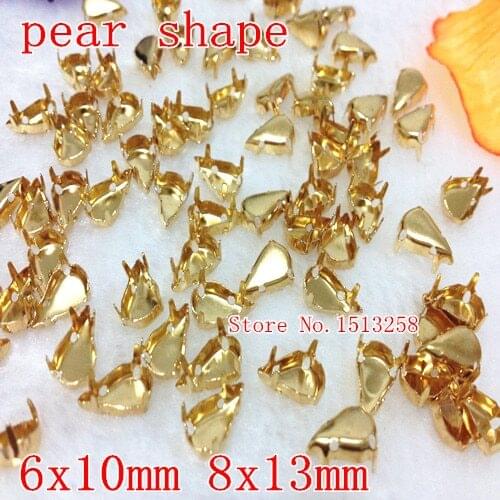 6x10mm 8x13mm Pear Drop shape Gold Metal Claw Setting Teardrop Claw Cups 8x13mm,10x6mm