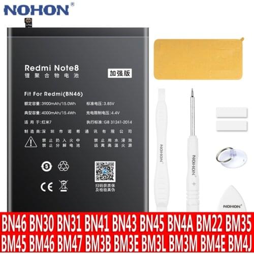 NOHON Battery For Xiaomi Redmi Note 8 8T 7 5 4 4X 3 Pro 2 Phone Bateria For Redmi 7 4 Pro 4A 4X 3S 3 Mi 8 9 MIX 2 POCOPHONE F1