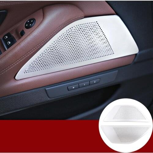 Car Interior Accessories For BMW 5 Series F10 2014-16 Aluminum Alloy Silver Car Door Speaker Decorative Cover Trim(Without LOGO