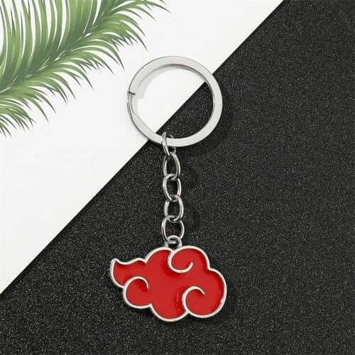 Red Cloud Keychain Akatsuki Organization Logo Konoha Village Ninja Enamel Keyring Key Holder Chain Ring Anime Jewelry Wholesale