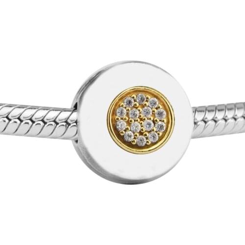 Beads for Jewelry Making DIY Sterling-Silver-Jewelry Signature Clip Bead 14K REAL Gold Charms Silver 925 Berloque Perles Charm