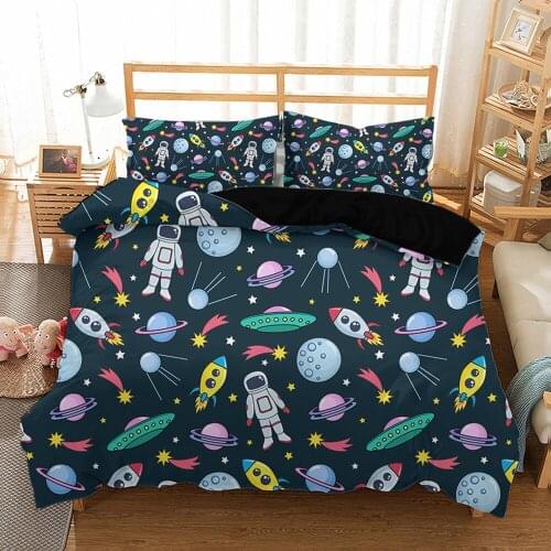 Home Textile Luxury Bedding Sets astronaut Quilt Cover Double Comforter Bed Cover Cartoon funny print Duvet Cover King Size