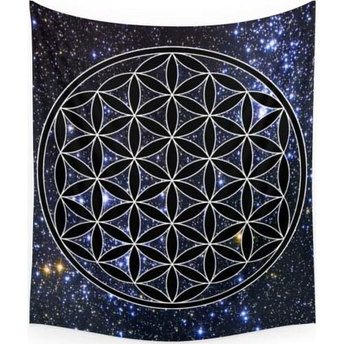 Flower Of Life In The Space Tapestry Wall Hanging Blanket Bedroom Bedspread Throw Cover Home Decor Beach Mat Tapestries