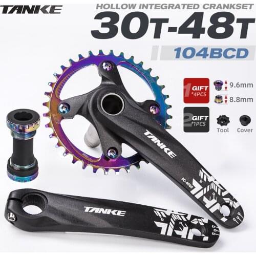 TANKE Mountain Bike Hollow Integrated Crank 32t 34 36t 104bcd cChainring 170mm MTB Bicycle Crankset Gear Plate Bb68 Thread alloy