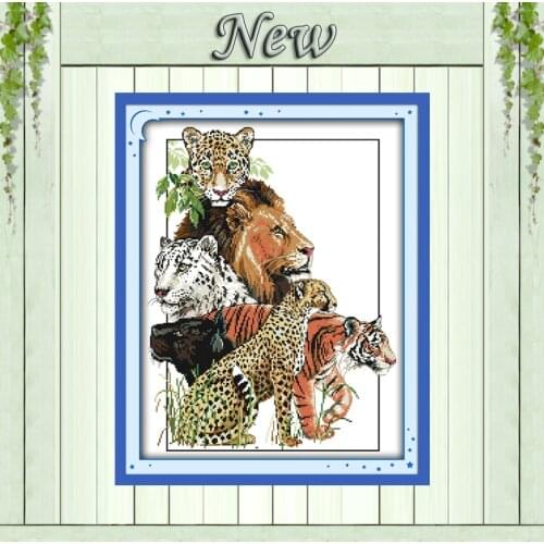 Beasts picture tiger lion animals decor Counted Printed on canvas DMC 14CT 11CT DIY Cross Stitch Needlework Kits Embroidery Sets