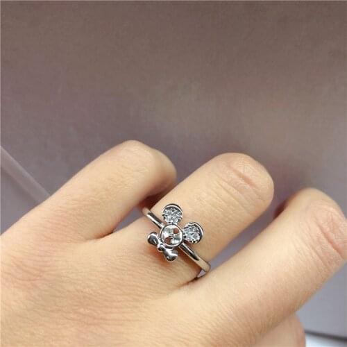 Cute Ring Base Mountings Findings Settings Adjustable Ring Jewelry Parts Fittings Accessories for Pearl Beads Stones Jade