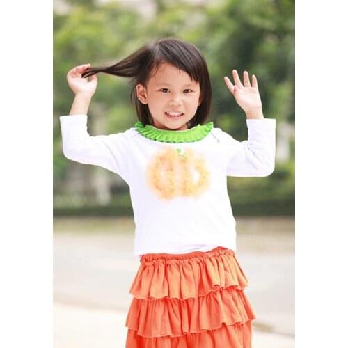Halloween Baby Girls Clothes Set Unique Pumpkin Ruffled Collar Skirt Infant Clothing Fashion Baby T-Shirt Layer Skirts Cotton
