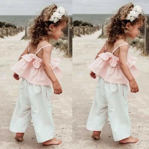 TELOTUNY Childrens clothing Infant Baby Girls Kids Summer Suspender Ruffles Tops T Shirt+Pants+Headband 3PCS Outfits Set Jun20