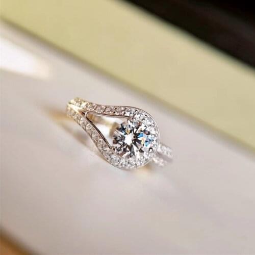Korean S925 silver micro button knot rhinestone wedding ring wedding jewelry for women