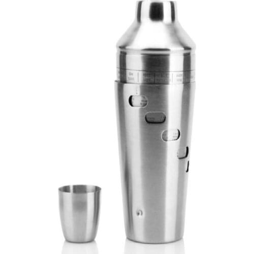 Kitchen Barware Bar Tools Stainless Steel Tin Boston Cocktail Shake Device Flask With Measuring Scale