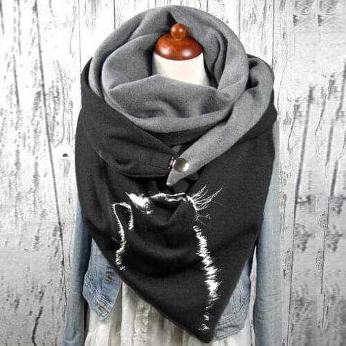 JAYCOSIN Fashion Vintage Women Printing Button Soft Wrap Casual Warm Shawls Scarf Foulard Femme Warm Winter Scarves Women 2021