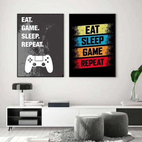 Game Repeat Gaming Wall Art Canvas Painting Gamer Art Poster and Prints for Boys Room Wall Picture Playroom Home Decoration