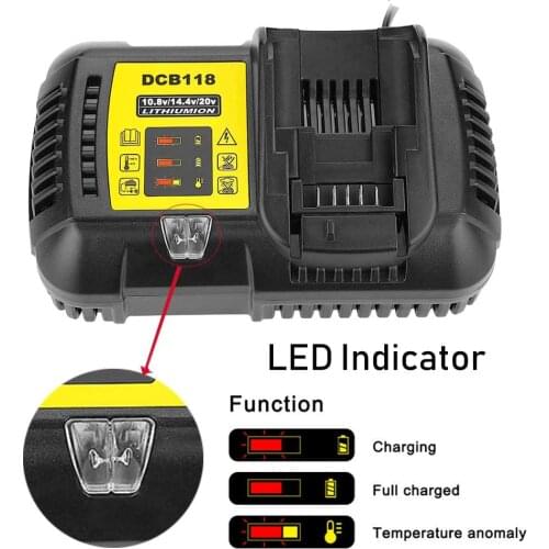 New DCB118 Li-ion Battery Charger Charging 4.5A For DeWalt 10.8V 12V 14.4V 18V Max. 60V DCB101 DCB200 DCB140 DCB105 DCB200