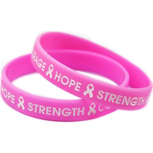 OBH 1PC Cancer Ribbon Hope Strength Courage Silicone Bracelet