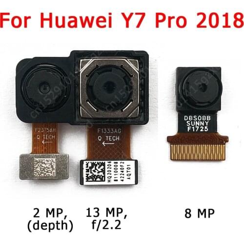 Original Front and Rear Back Camera For Huawei Y7 Pro 2018 Main Facing Frontal Selfie Camera Module Flex Replacement Spare Parts