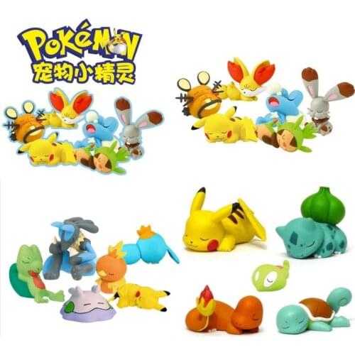 Pokemon Pikachu Snorlax Jigglypuff Vulpix1-3 Goede Nacht Slapen Serie Hobby Model Actie Toy Figures Pokemon Stump base