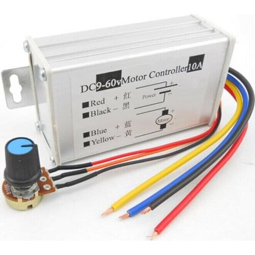 DC 9V-60V 10A PWM Motor Speed Control Controller Regulator DC 12V 24V 36V Driver Current Tuning Switch High Power DC Brush Motor