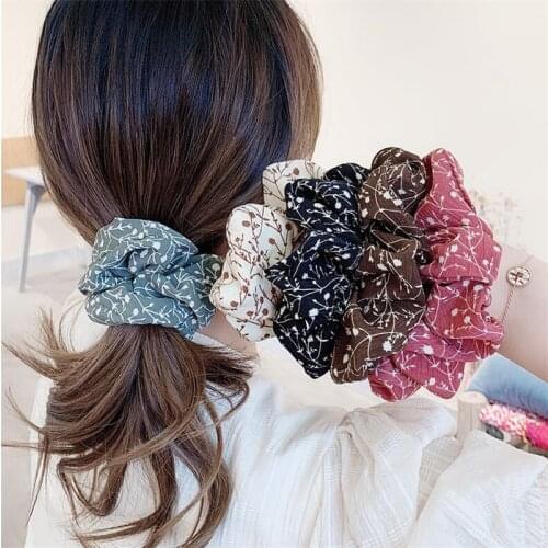Summer Chiffon Floral Scrunchie Women Girls Elastic Hair Rubber Bands Accessories Tie Hair Ring Rope Ponytail Holder Headdress