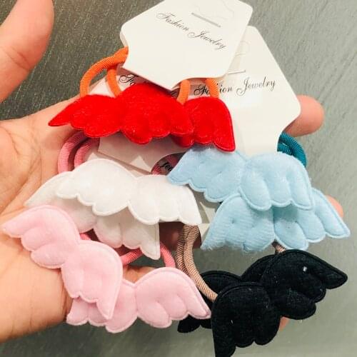 2Pcs/set Angel Wings Plush Hair Accessories Children Rubber Bands Scrunchies Elastic Hair Bands Girls Headband Decorations Ties