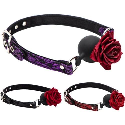 Rose Mouth Ball Silicone Mouth Plug Adult Supplies Flirting Training Sex Flail Sex Toys Sex Tools Bed