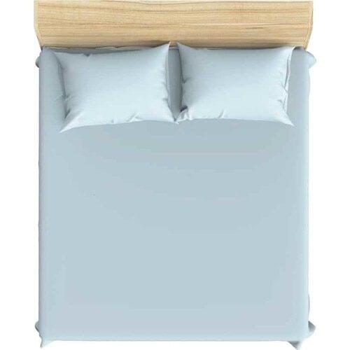 SERESSTORE Maki Cotton Satin Light Blue 160 x 200 Double Fitted Sheet Set